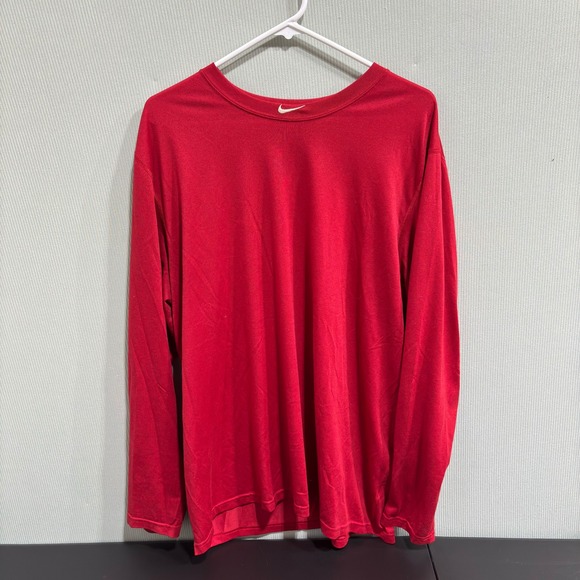Nike Dri Fit Red Long Sleeve Athletic Shirt Men's XL - Picture 2 of 10